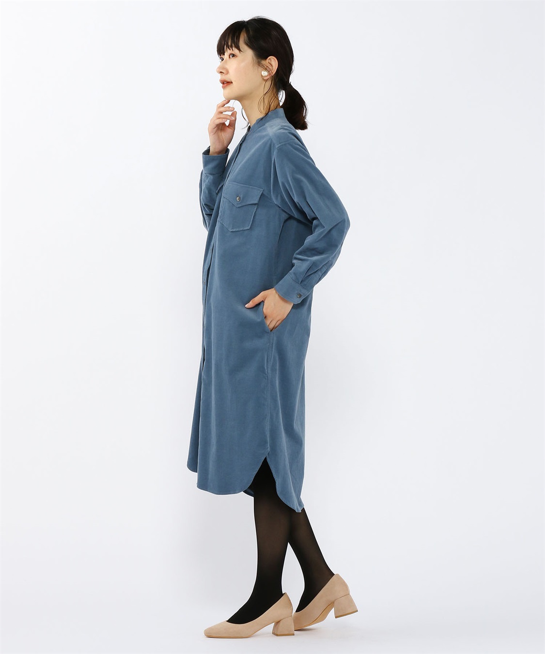 Petit Honfleur 細コールシャツワンピース_sub_1