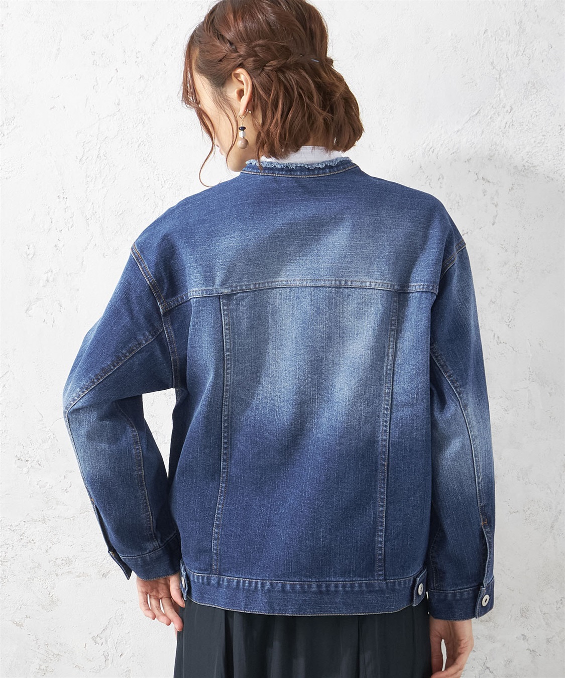 Petit Honfleur ノーカラーデニムジャケット_sub_4