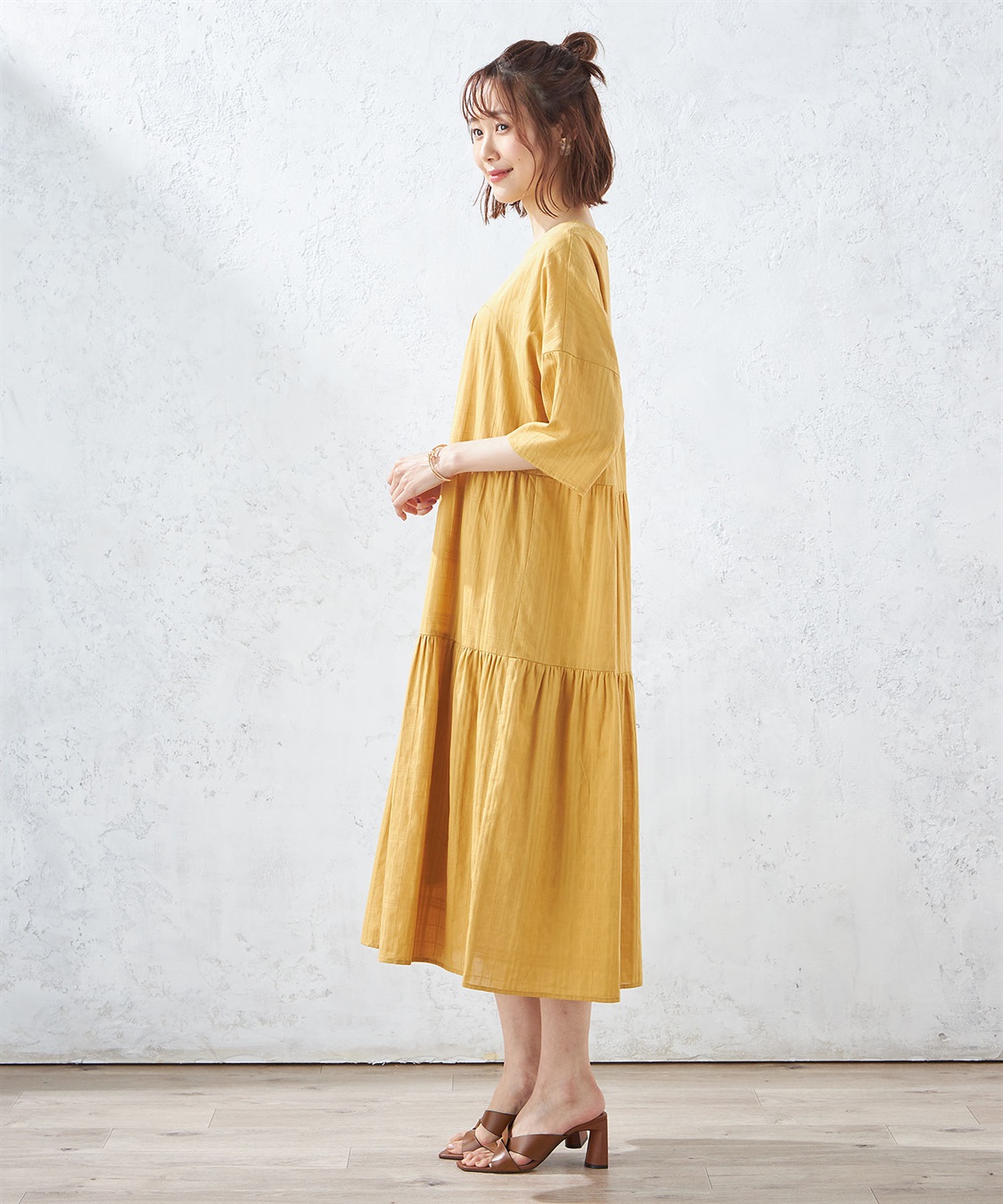 Petit Honfleur チェックジャガードティアードワンピース_sub_1