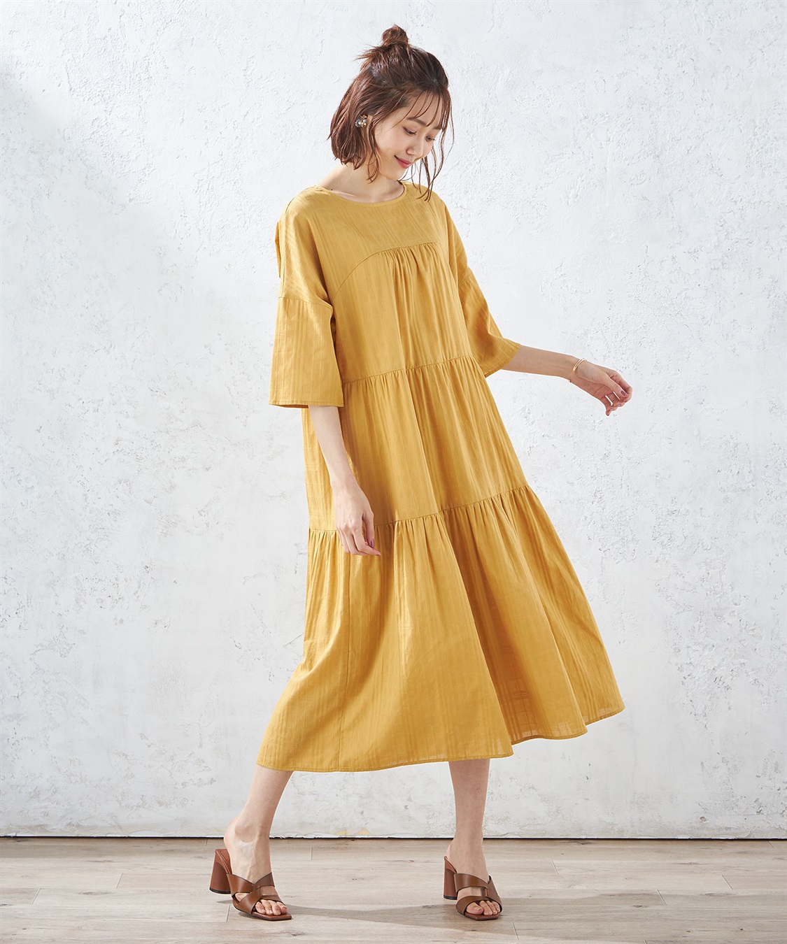 Petit Honfleur チェックジャガードティアードワンピース_sub_8