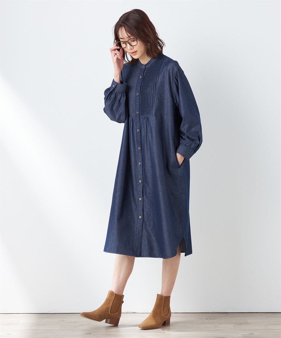 Petit Honfleur タックスリーブシャツワンピース_sub_8