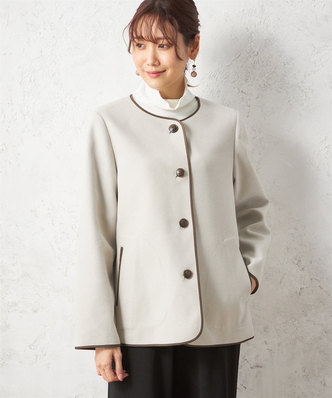 Petit Honfleur フェイクウールノーカラージャケット_sub_4