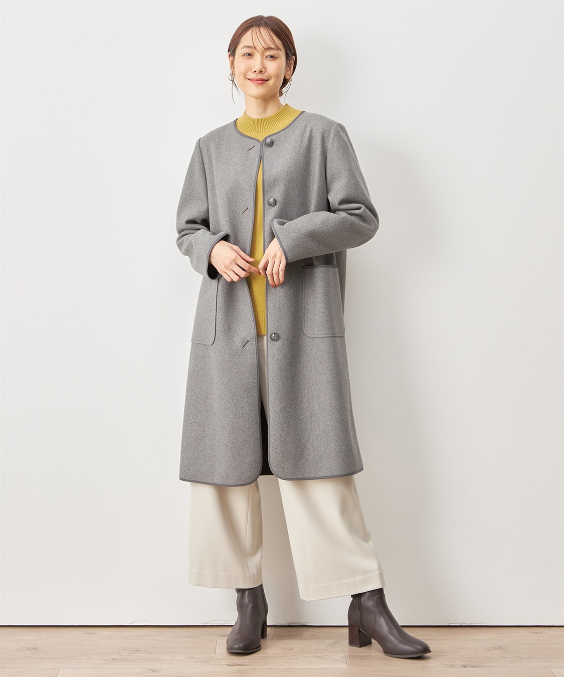 Petit Honfleur ノーカラーコート_sub_11