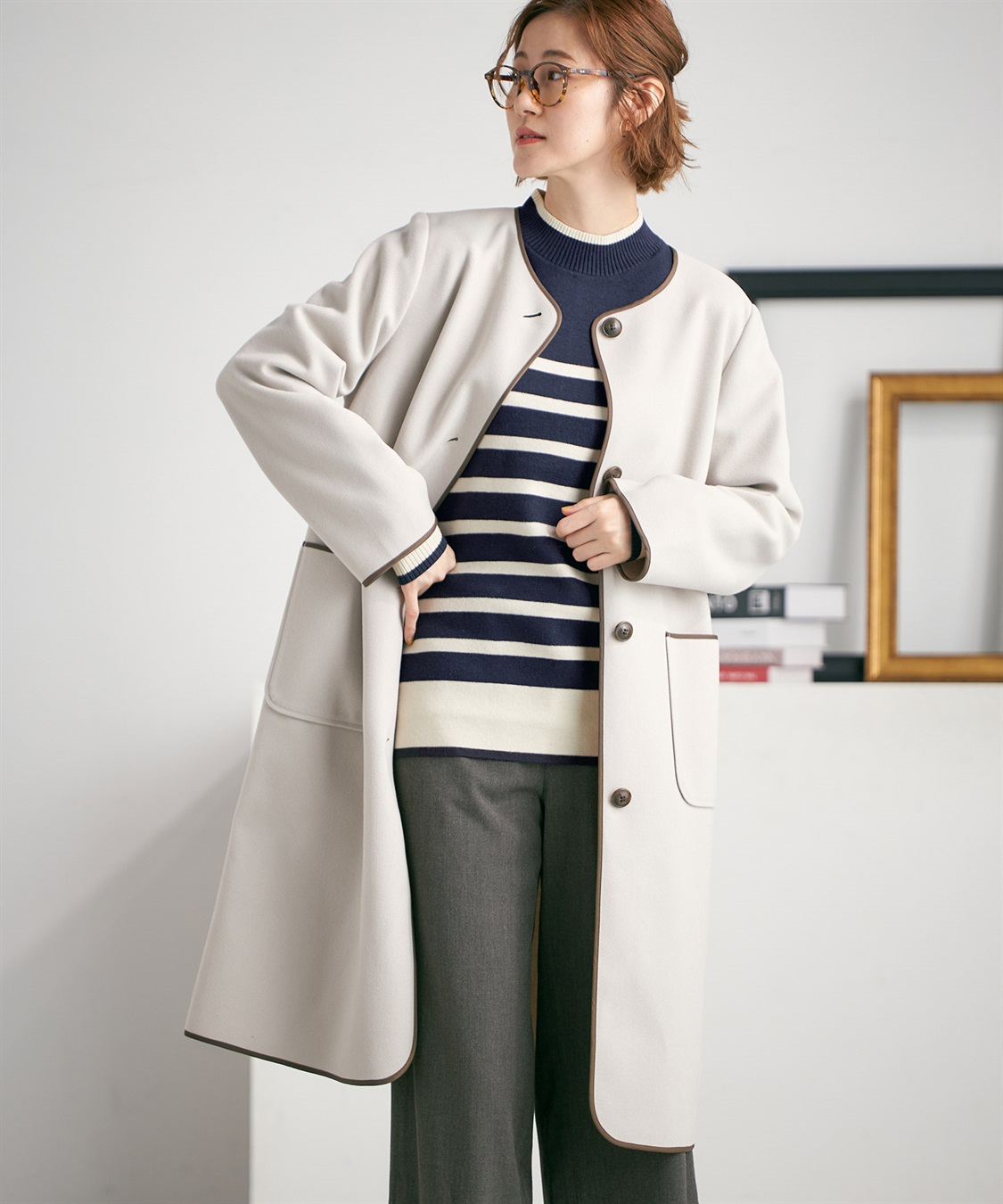 【新品未使用】ジュンコシマダ　49AV. ダッフルコート チャコールグレー 38 49av.ジュンコシマダ チャコールグレーのダッフルコート