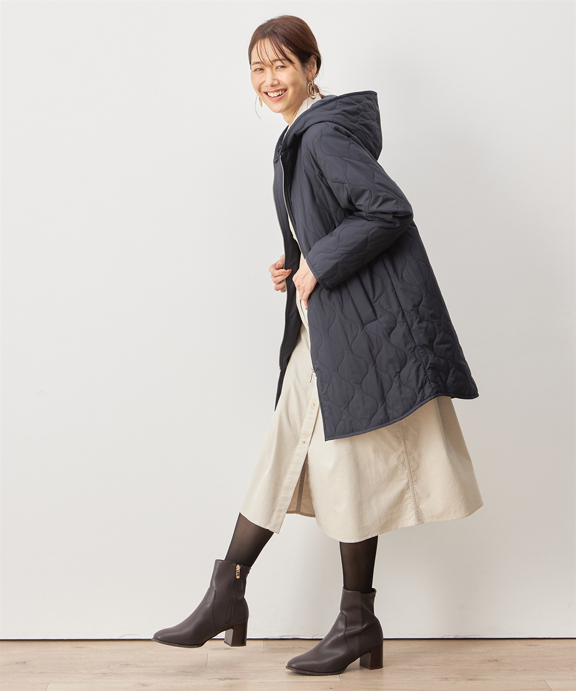キルトロングコート Petit Honfleur｜クロスプラス公式通販サイト