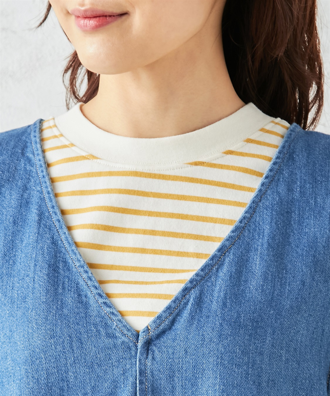 Petit Honfleur ステッチデザインデニムジャンパースカート_sub_3