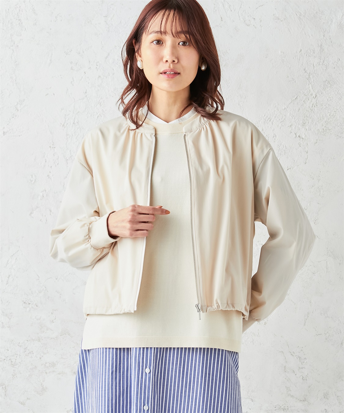 Petit Honfleur 【はっ水】【防花粉】ギャザーライトブルゾン_sub_1