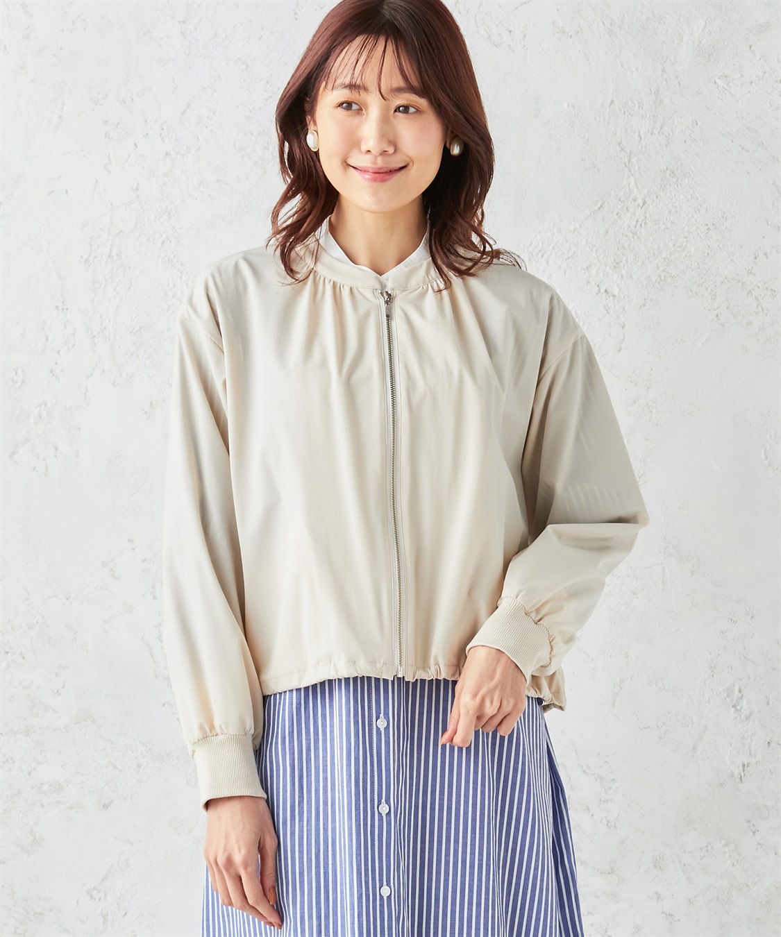 Petit Honfleur 【はっ水】【防花粉】ギャザーライトブルゾン_sub_4