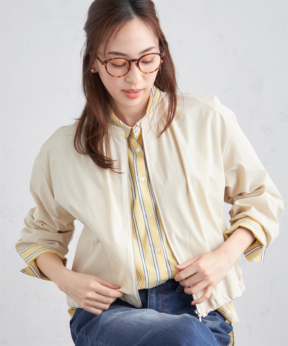 Petit Honfleur 【はっ水】【防花粉】ギャザーライトブルゾン_sub_17