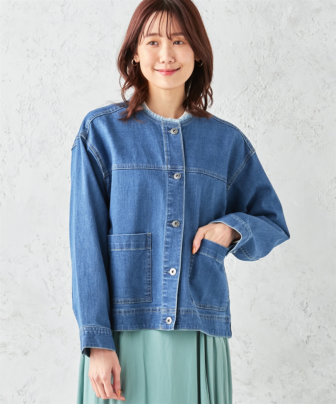 Petit Honfleur ノーカラーデニムジャケット_sub_4