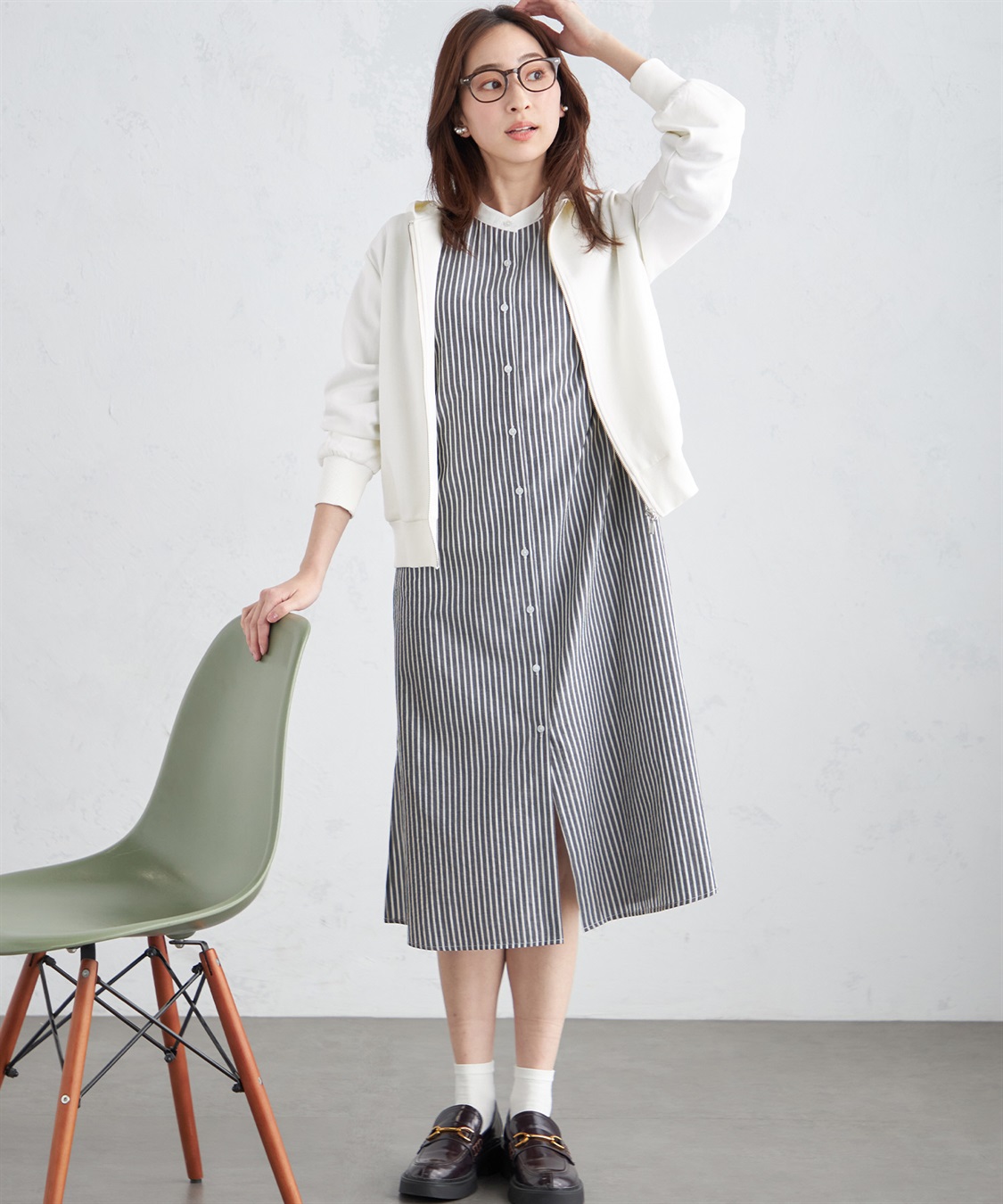 ミナペルホネン⚮̈ light stick 刺繍 ロングシャツワンピース コート ミナペルホネン⚮̈ light stick 刺繍 ロングシャツワンピース コート