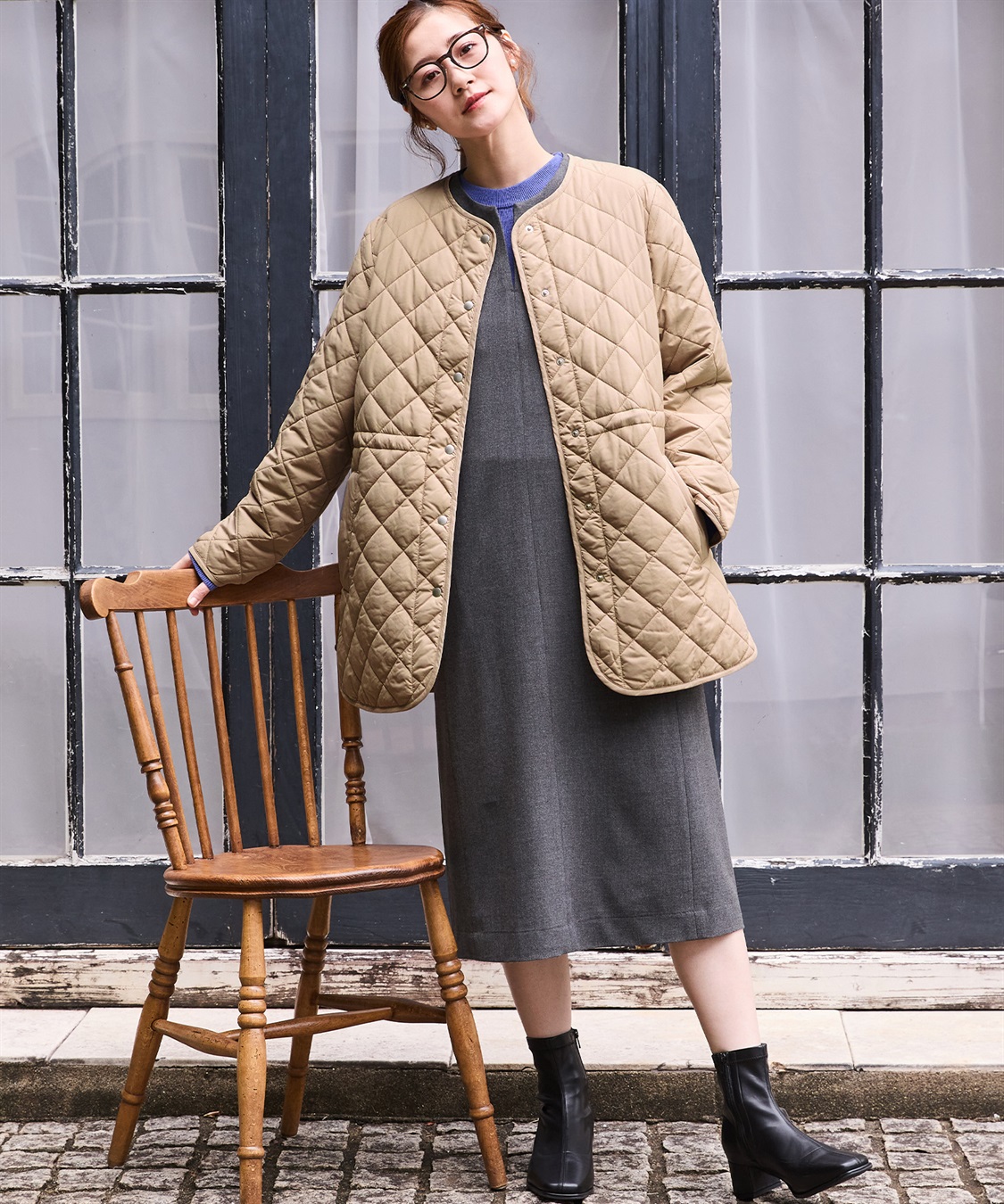 Petit Honfleur ドロストキルトコート_sub_21