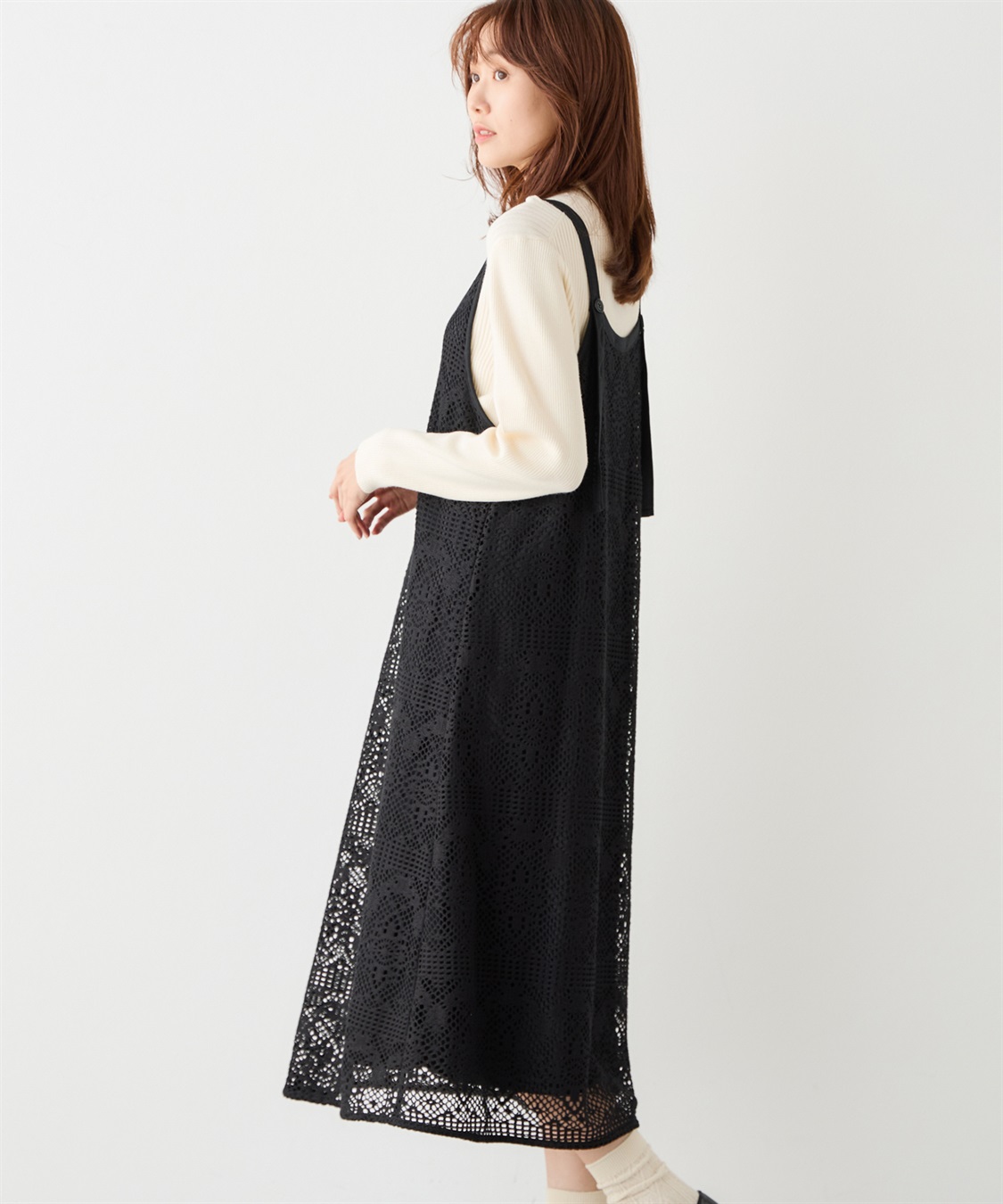 リメイク　テーブルクロス　レースキャミワンピース① リメイク テーブルクロス レースキャミワンピース① リメイク テーブル