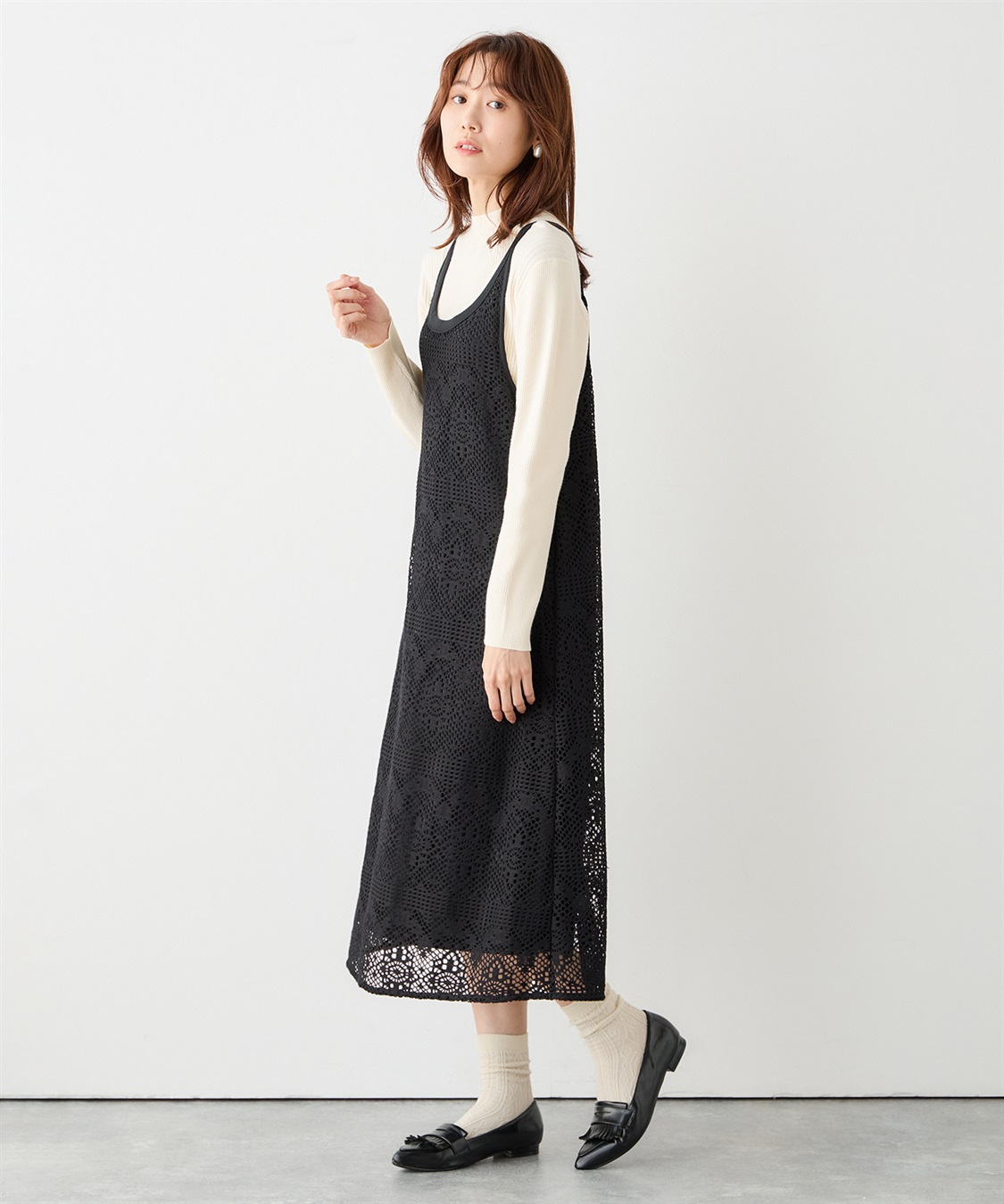 vintageリメイク　テーブルクロス生地ワンピース　キャミワンピース　レース vintage テーブルクロス生地 キャミワンピース② 2way レース