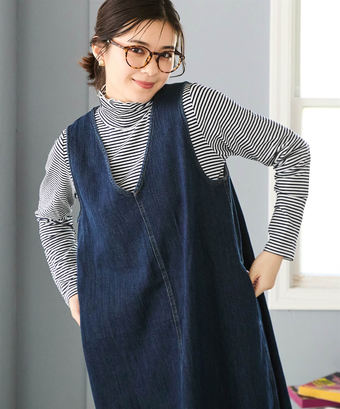 Petit Honfleur デニムジャンパースカート_sub_1