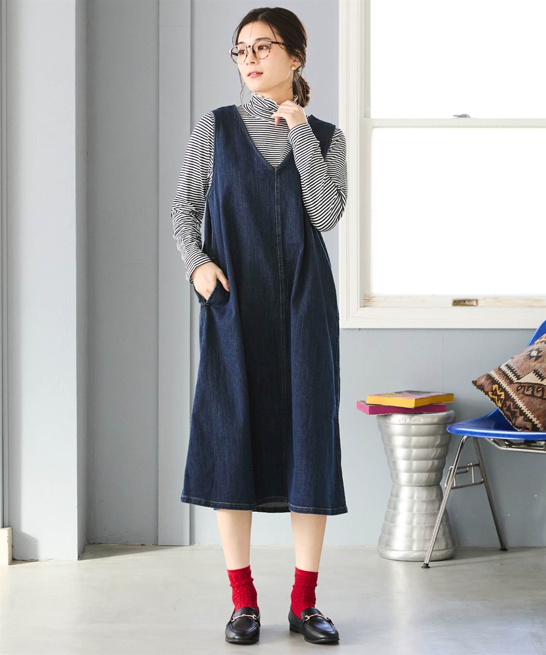 Petit Honfleur デニムジャンパースカート_sub_14