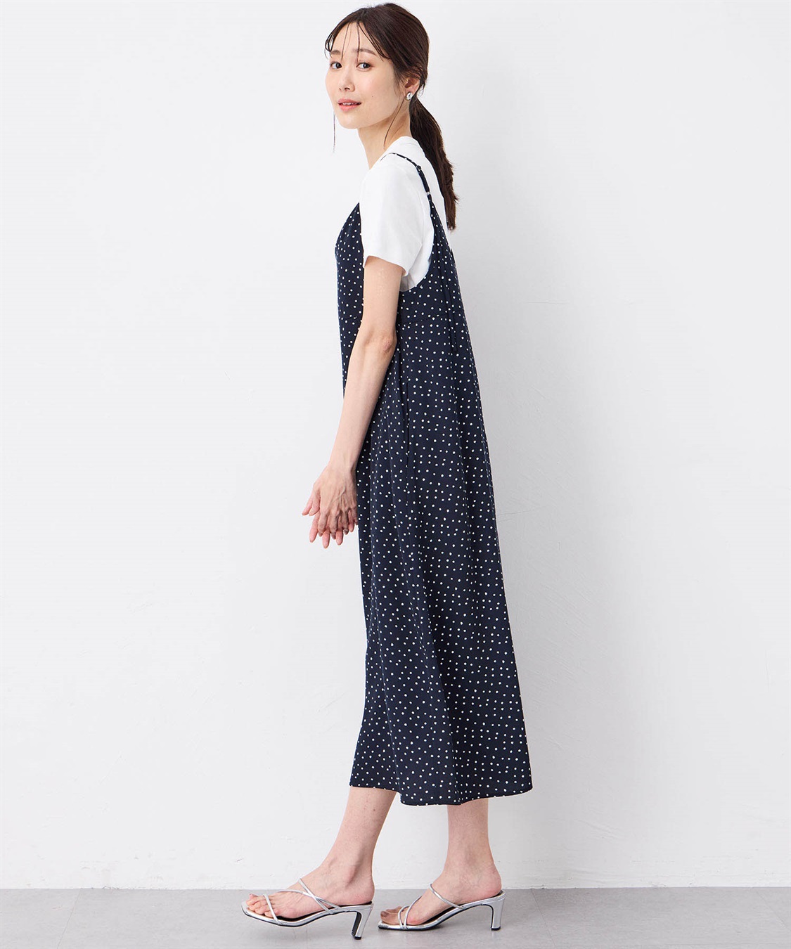接触冷感】ドットプリントキャミワンピース Petit Honfleur｜クロス