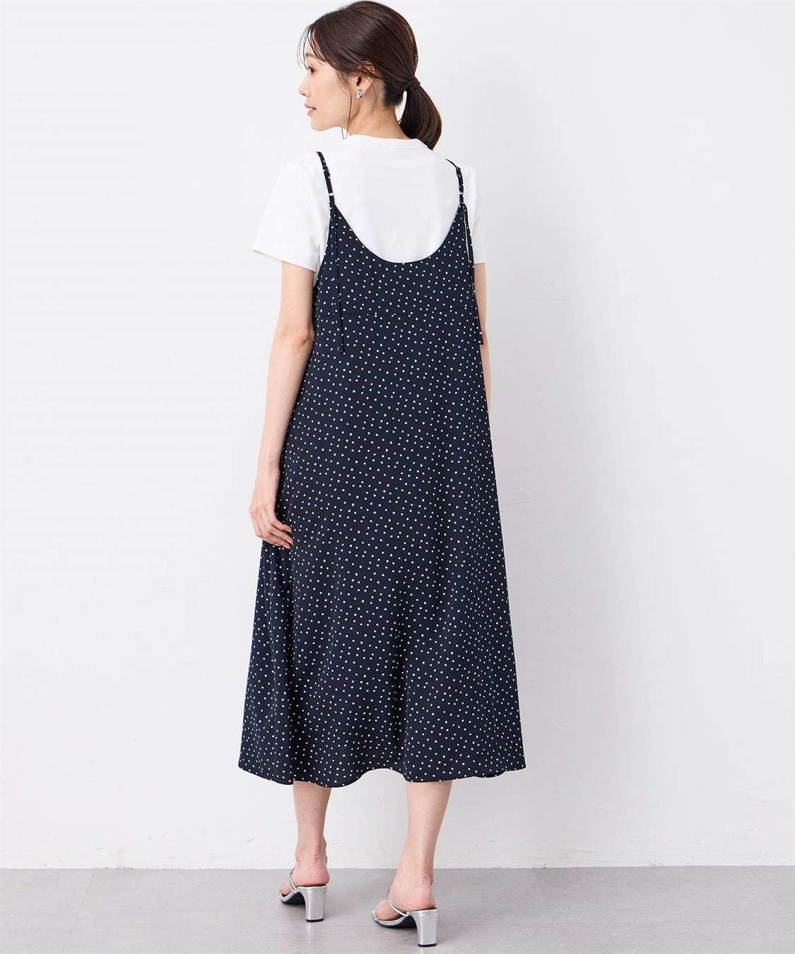 接触冷感】ドットプリントキャミワンピース Petit Honfleur｜クロス