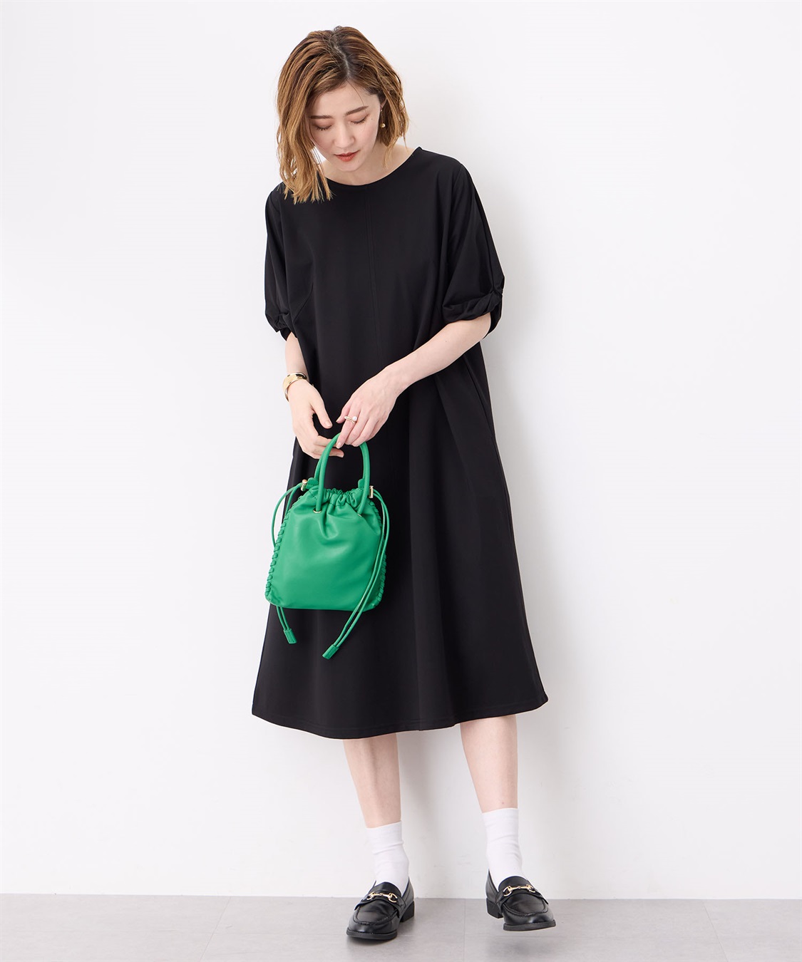 Petit Honfleur ねじりスリーブカノコワンピース_sub_8