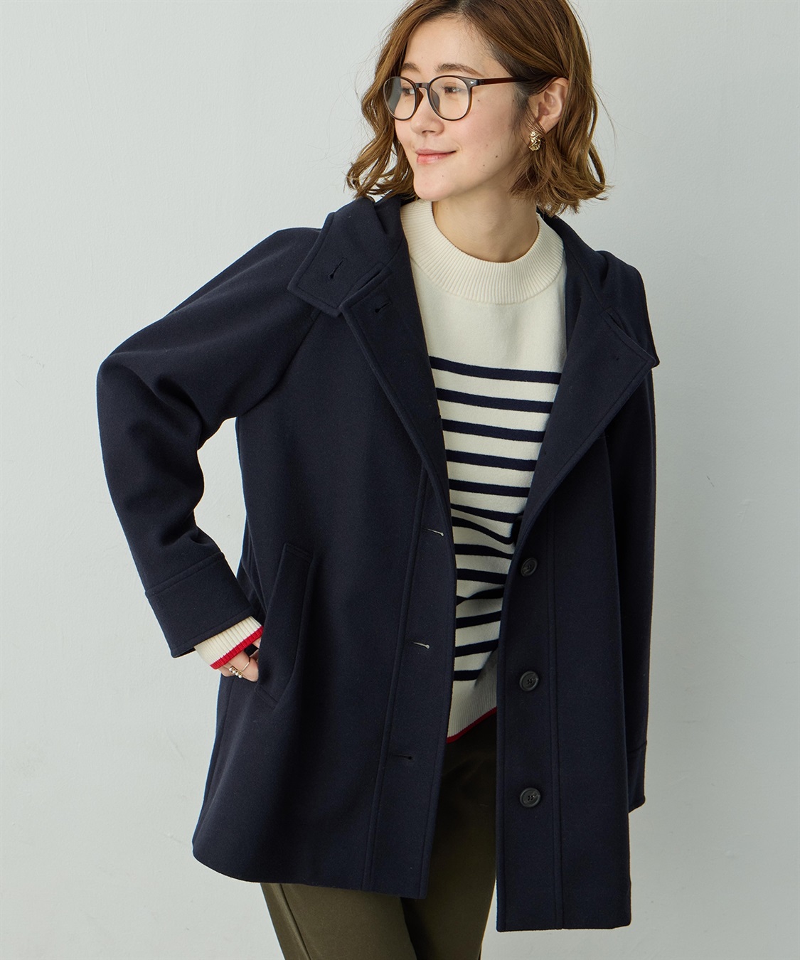 Petit Honfleur フェイクウールコート_sub_5