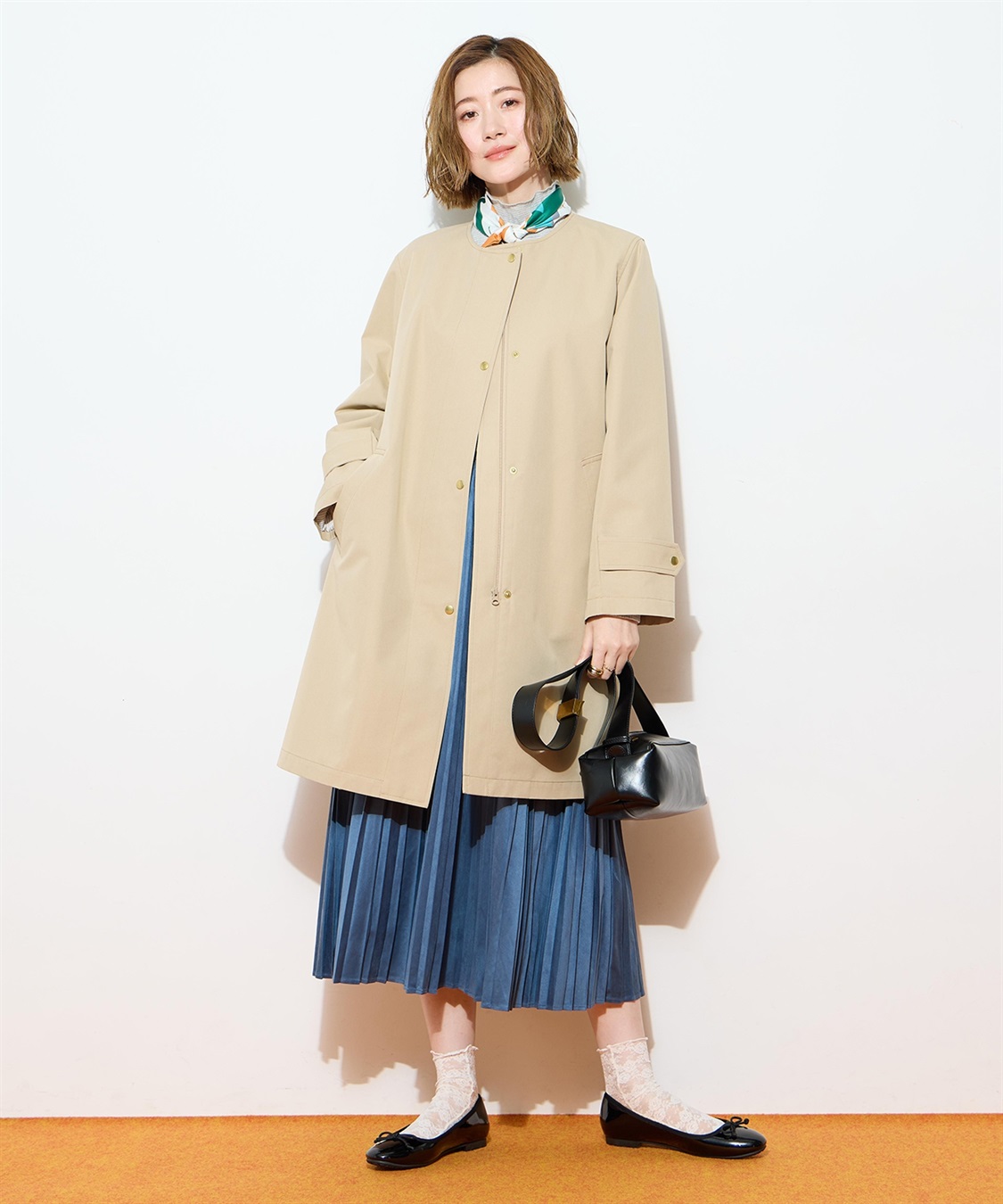 Petit Honfleur ノーカラーロングコート【はっ水・花粉が落ちやすい】_sub_2