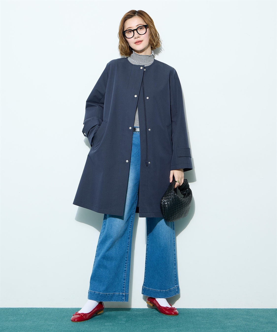 Petit Honfleur ノーカラーロングコート【はっ水・花粉が落ちやすい】_sub_4