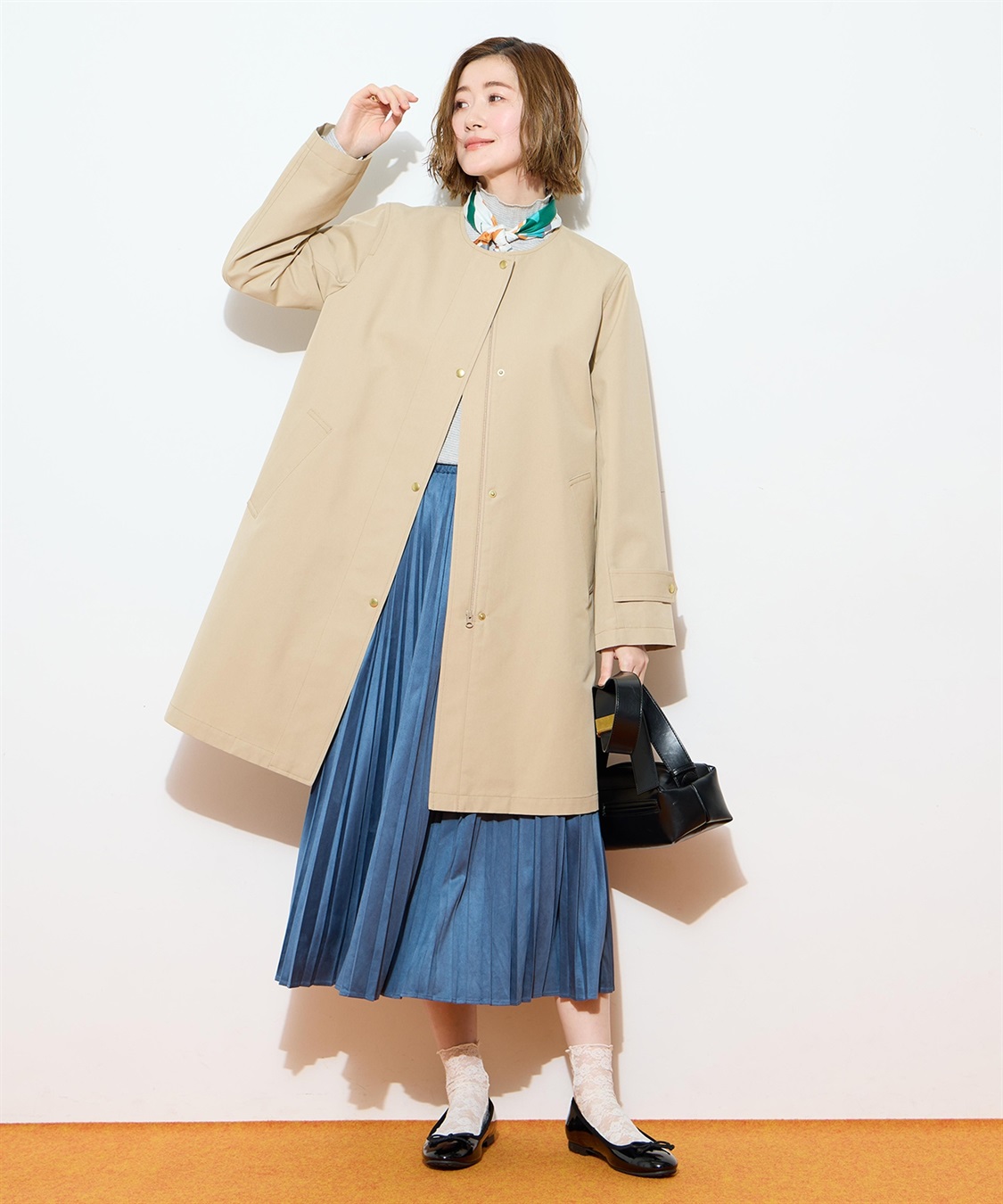 Petit Honfleur ノーカラーロングコート【はっ水・花粉が落ちやすい】_sub_13