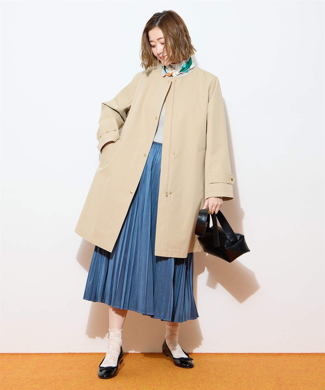 Petit Honfleur ノーカラーロングコート【はっ水・花粉が落ちやすい】_sub_14