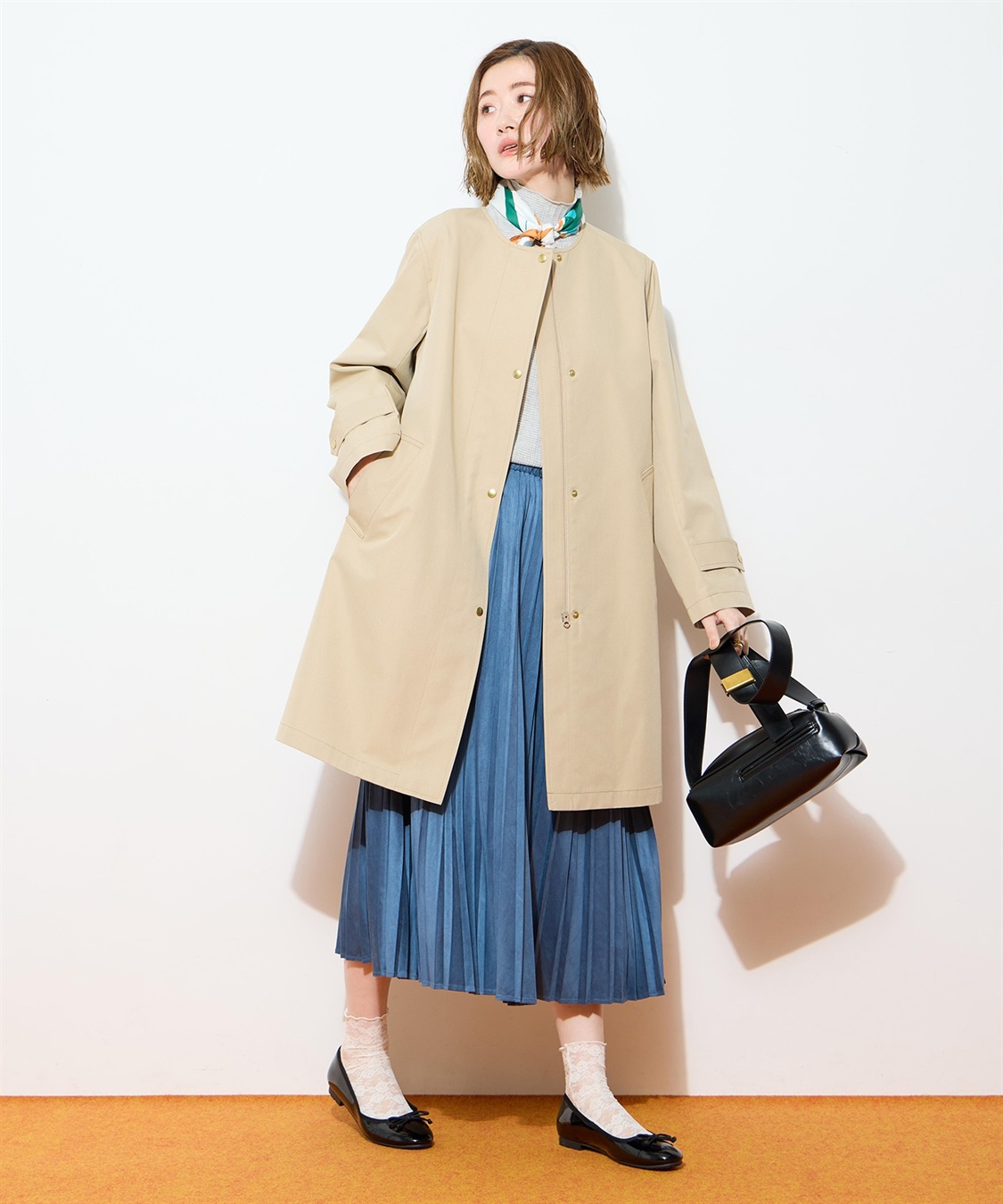 Petit Honfleur ノーカラーロングコート【はっ水・花粉が落ちやすい】_sub_15