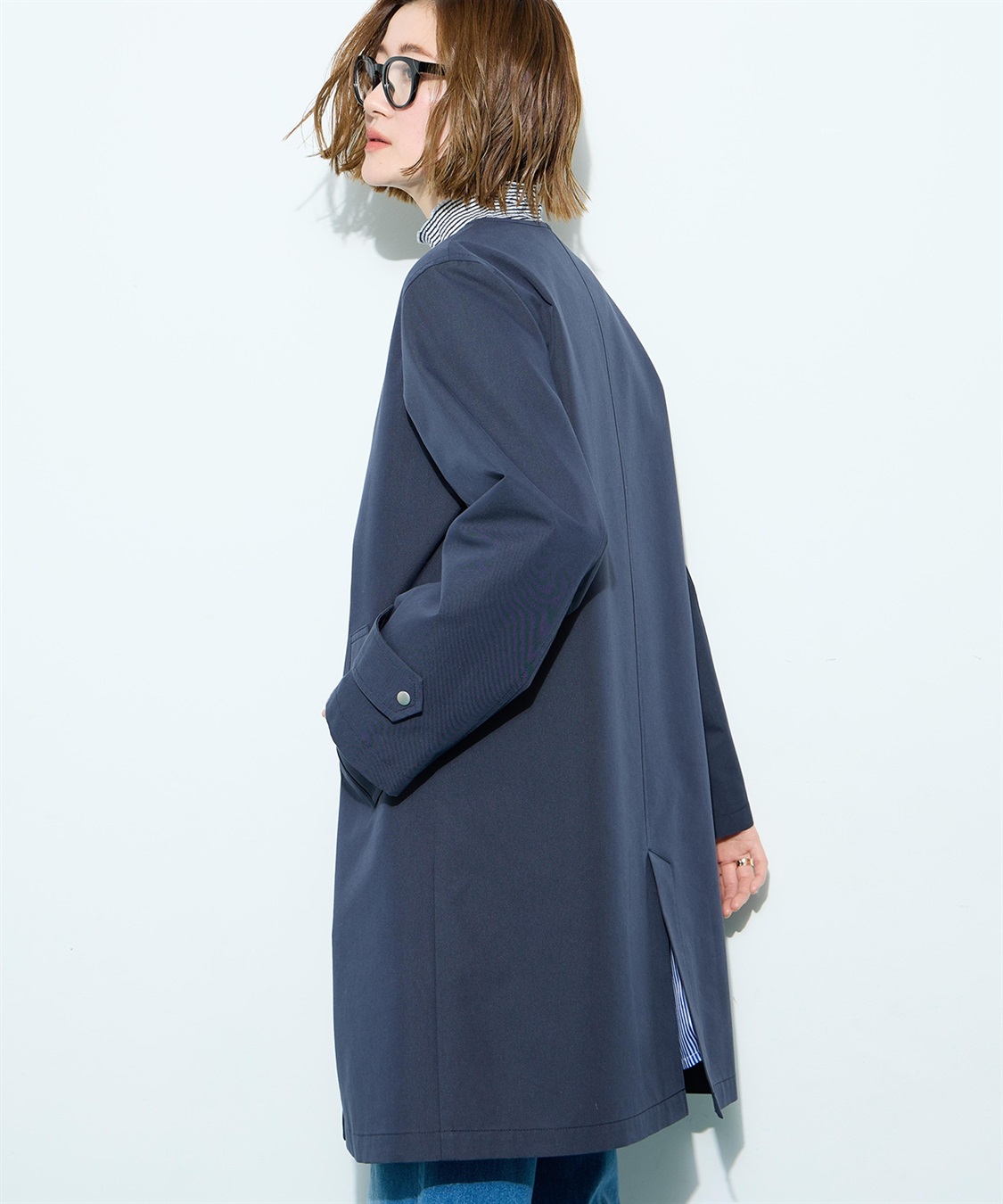 ノーカラーロングコート Petit Honfleur｜クロスプラス公式通販サイト