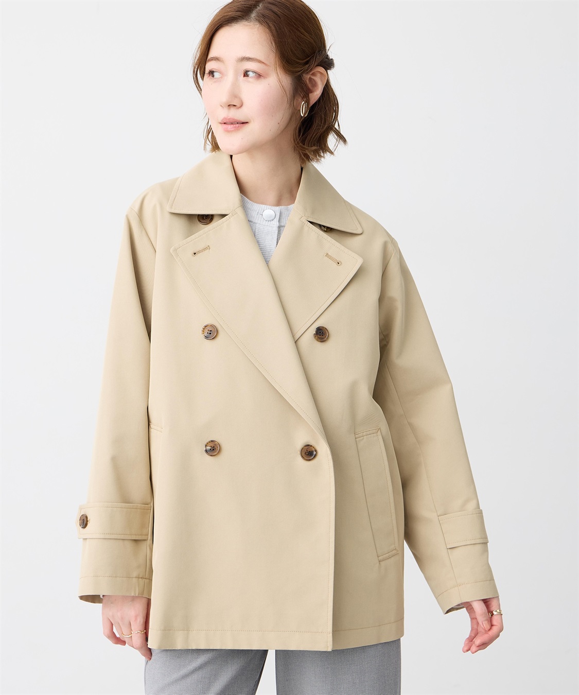 Petit Honfleur ハーフトレンチコート【はっ水・花粉が落ちやすい】_sub_2