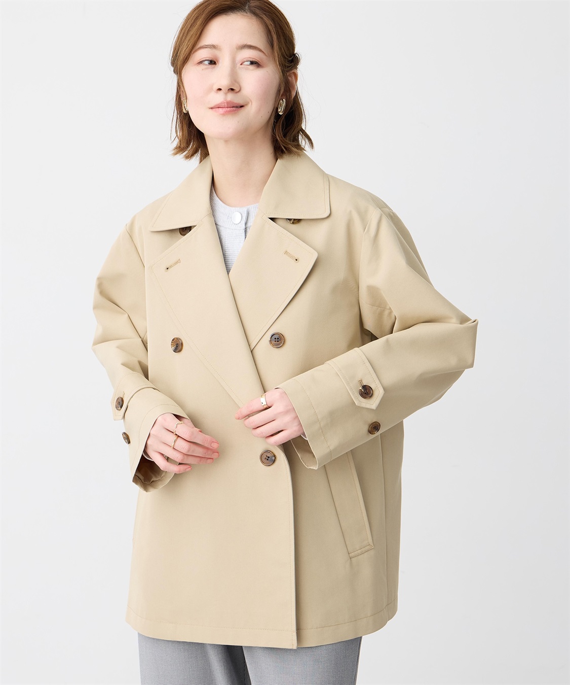 Petit Honfleur ハーフトレンチコート【はっ水・花粉が落ちやすい】_sub_3