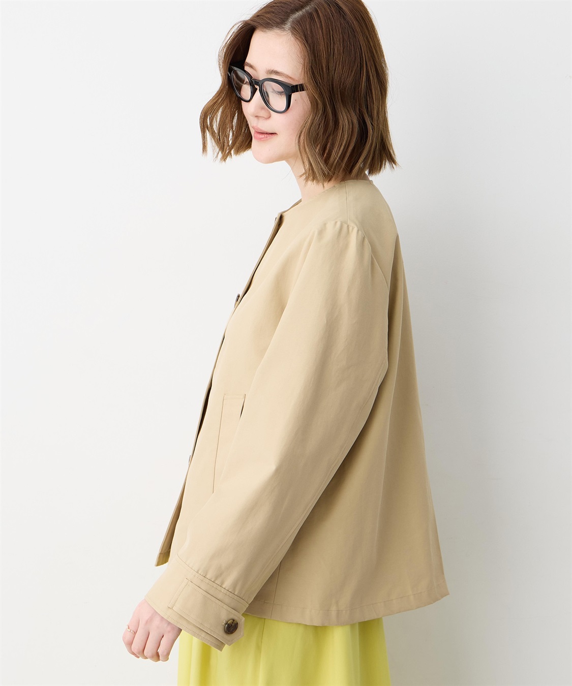 Petit Honfleur ノーカラーショートジャケット【はっ水・花粉が落ちやすい】_sub_4