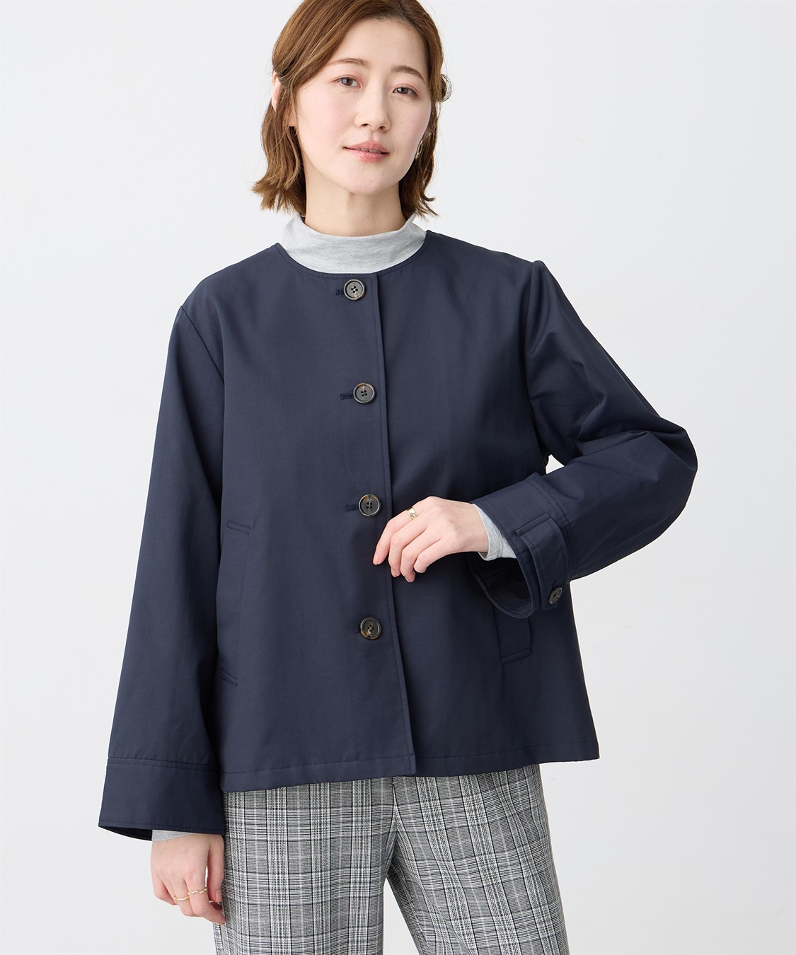 Petit Honfleur ノーカラーショートジャケット【はっ水・花粉が落ちやすい】_sub_8