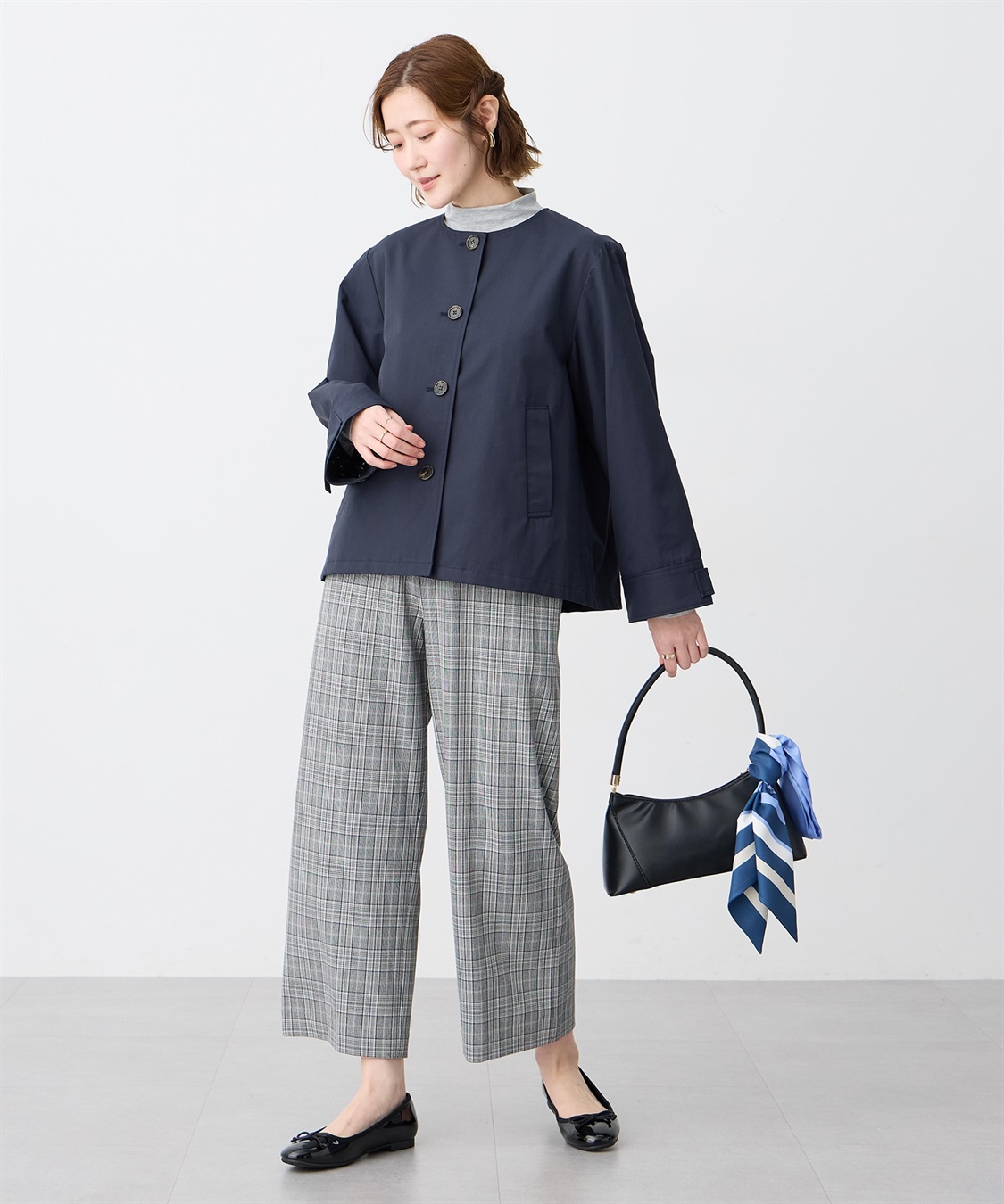 Petit Honfleur ノーカラーショートジャケット【はっ水・花粉が落ちやすい】_sub_9