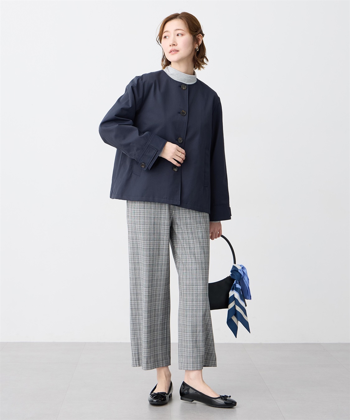 Petit Honfleur ノーカラーショートジャケット【はっ水・花粉が落ちやすい】_sub_11