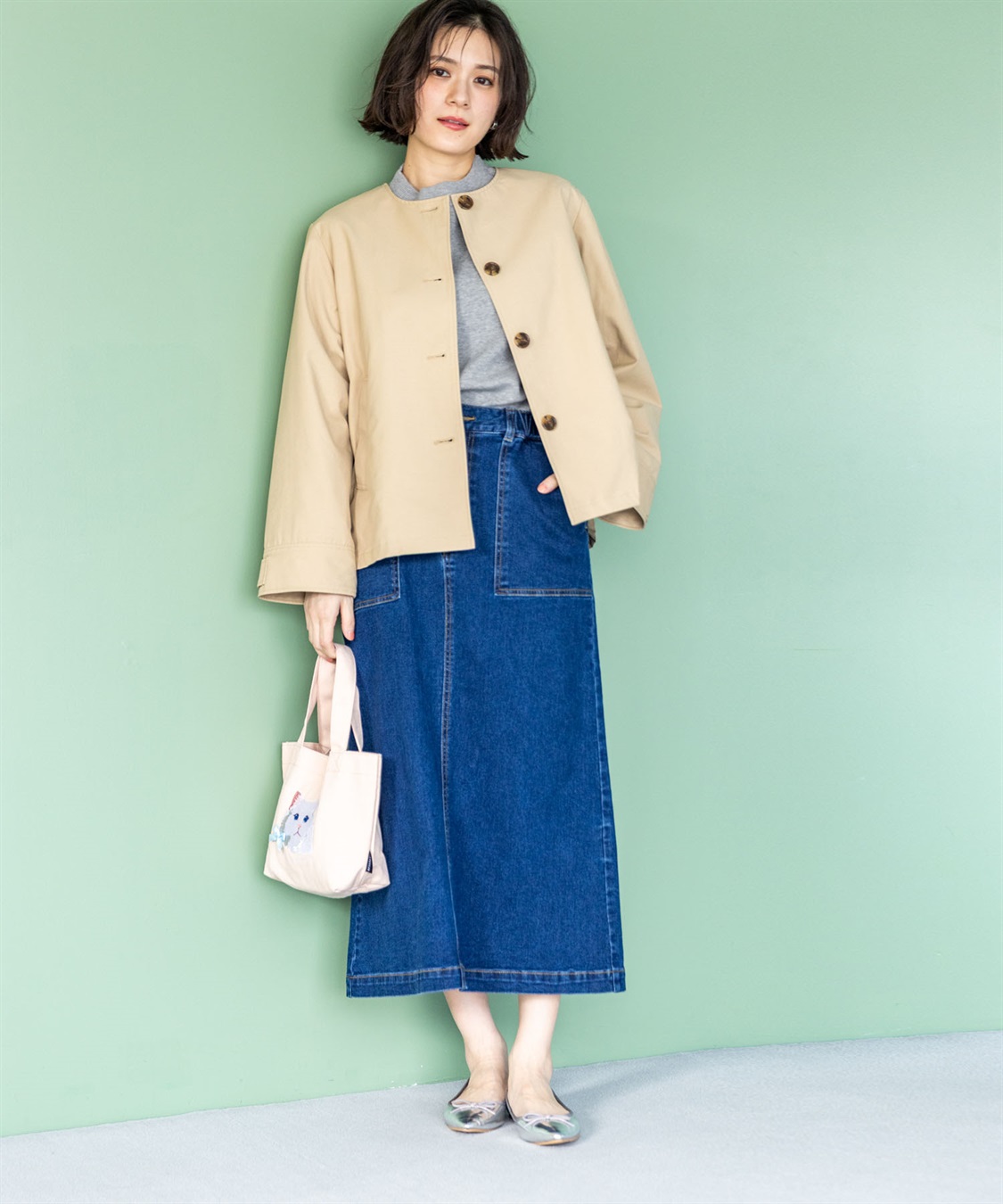 Petit Honfleur ノーカラーショートジャケット【はっ水・花粉が落ちやすい】_sub_12