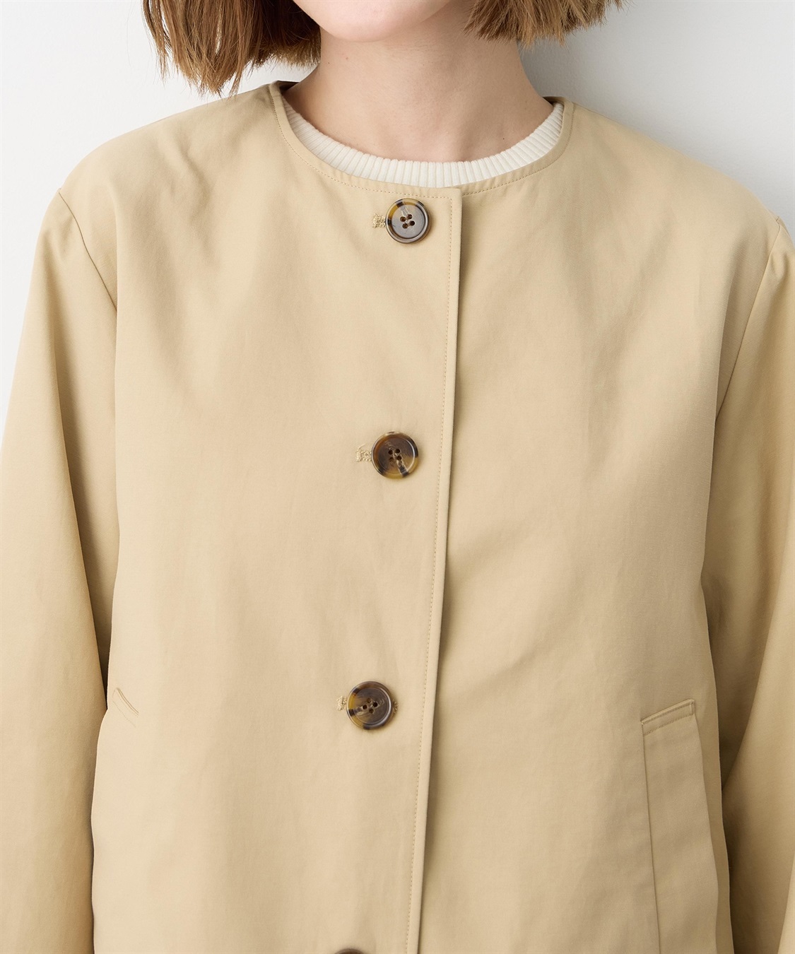 Petit Honfleur ノーカラーショートジャケット【はっ水・花粉が落ちやすい】_sub_16