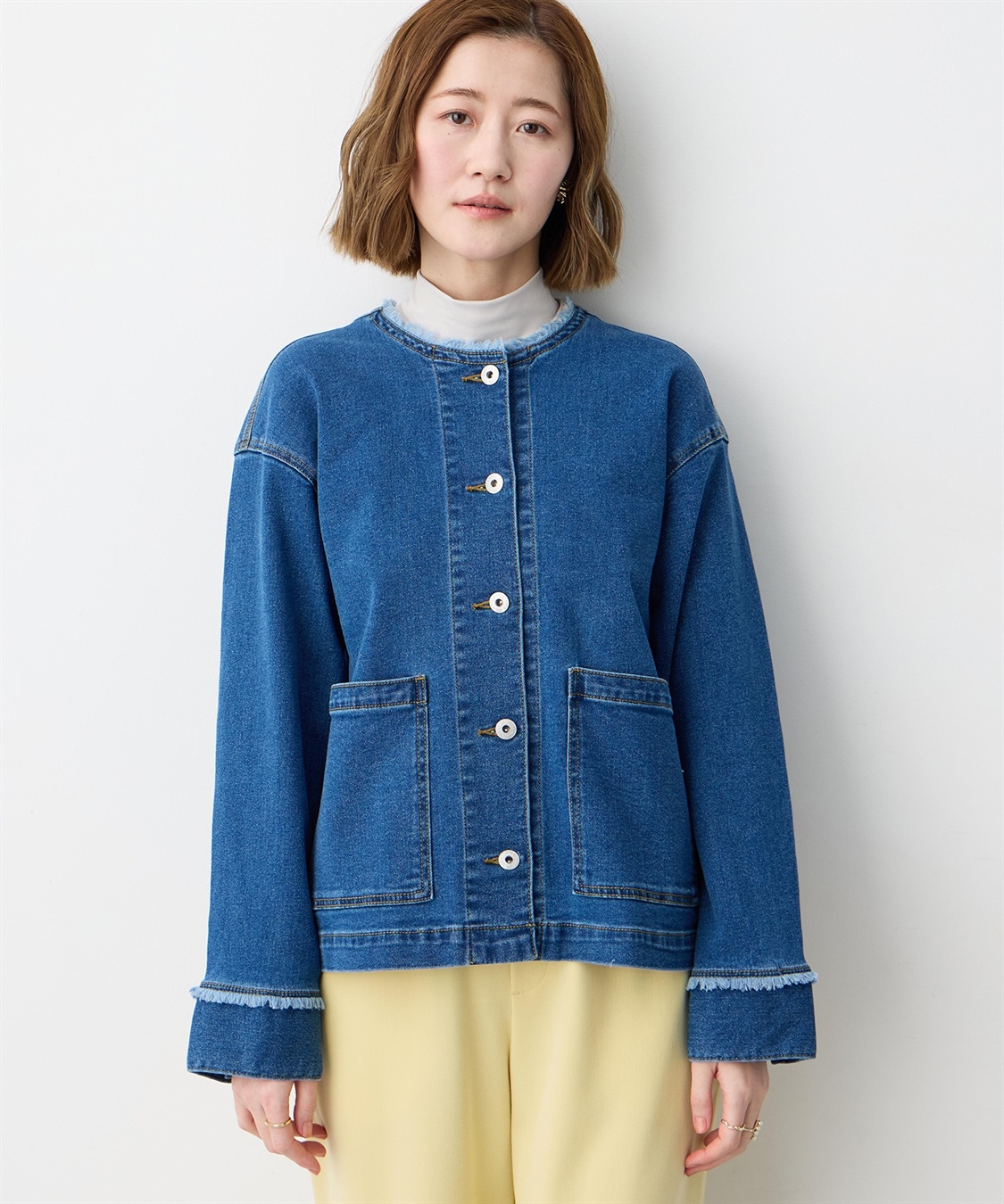 Petit Honfleur ノーカラーデニムジャケット_sub_4