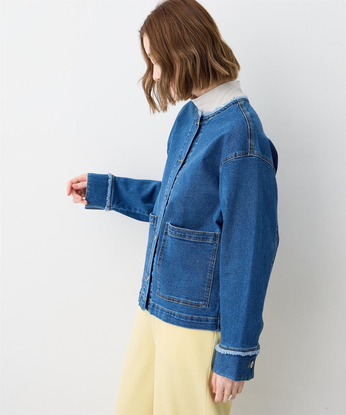 Petit Honfleur ノーカラーデニムジャケット_sub_5