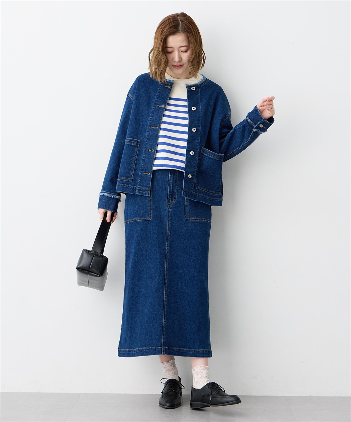 Petit Honfleur ノーカラーデニムジャケット_sub_12