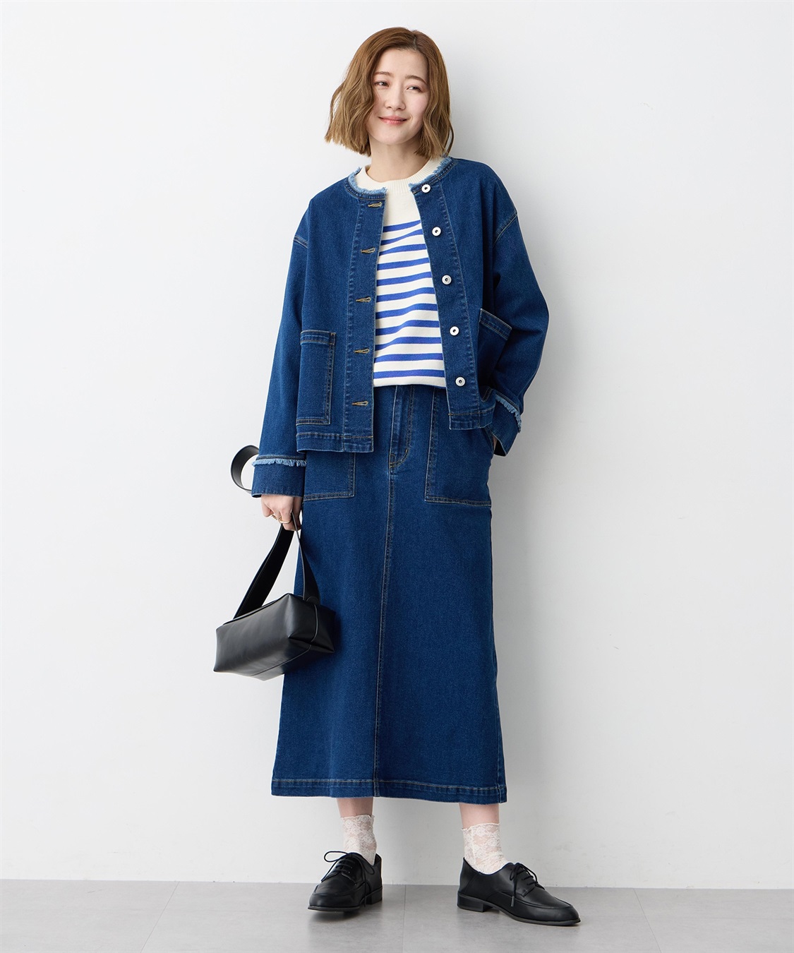 Petit Honfleur ノーカラーデニムジャケット_sub_14