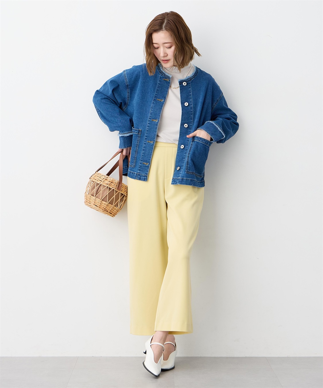 Petit Honfleur ノーカラーデニムジャケット_sub_17