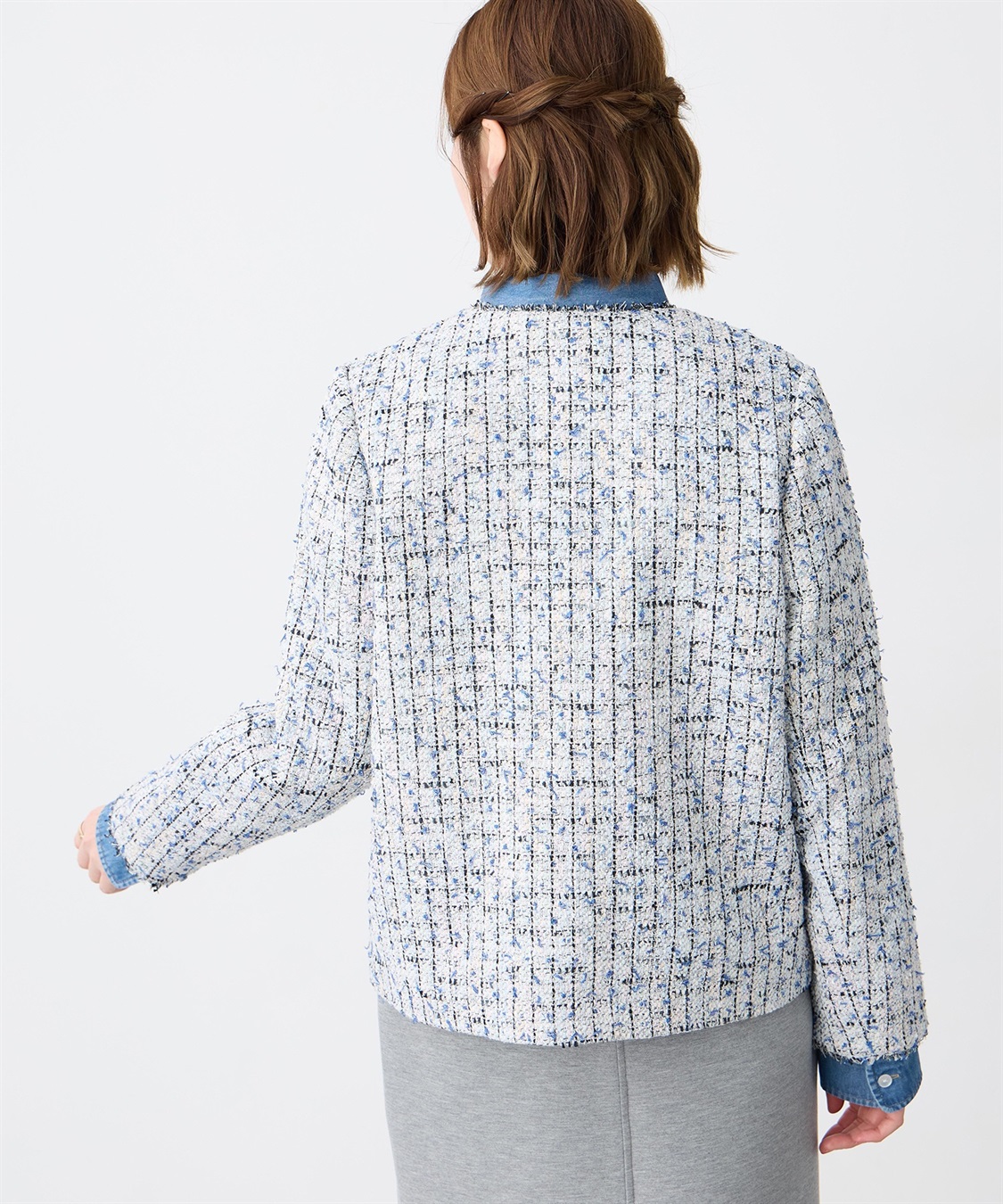 Petit Honfleur ノーカラーツイードジャケット_sub_2