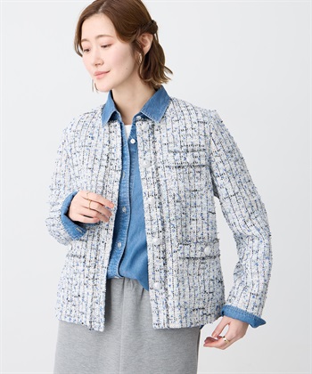 Petit Honfleur ノーカラーツイードジャケット_subthumb_3