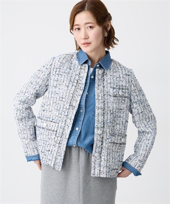 Petit Honfleur ノーカラーツイードジャケット_subthumb_4