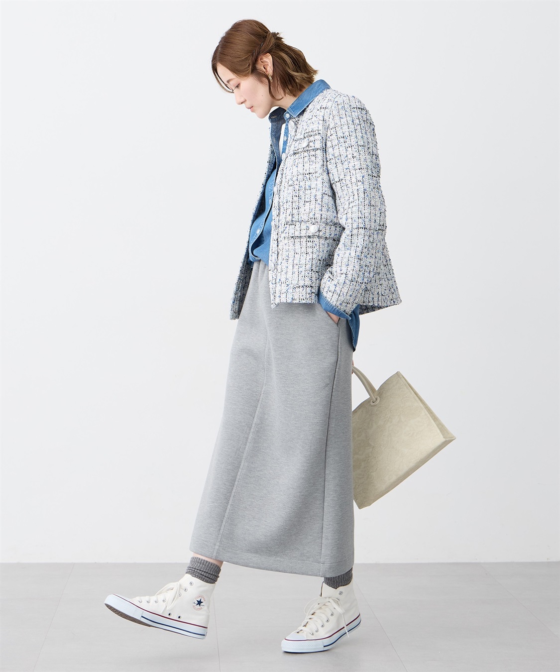 Petit Honfleur ノーカラーツイードジャケット_sub_8