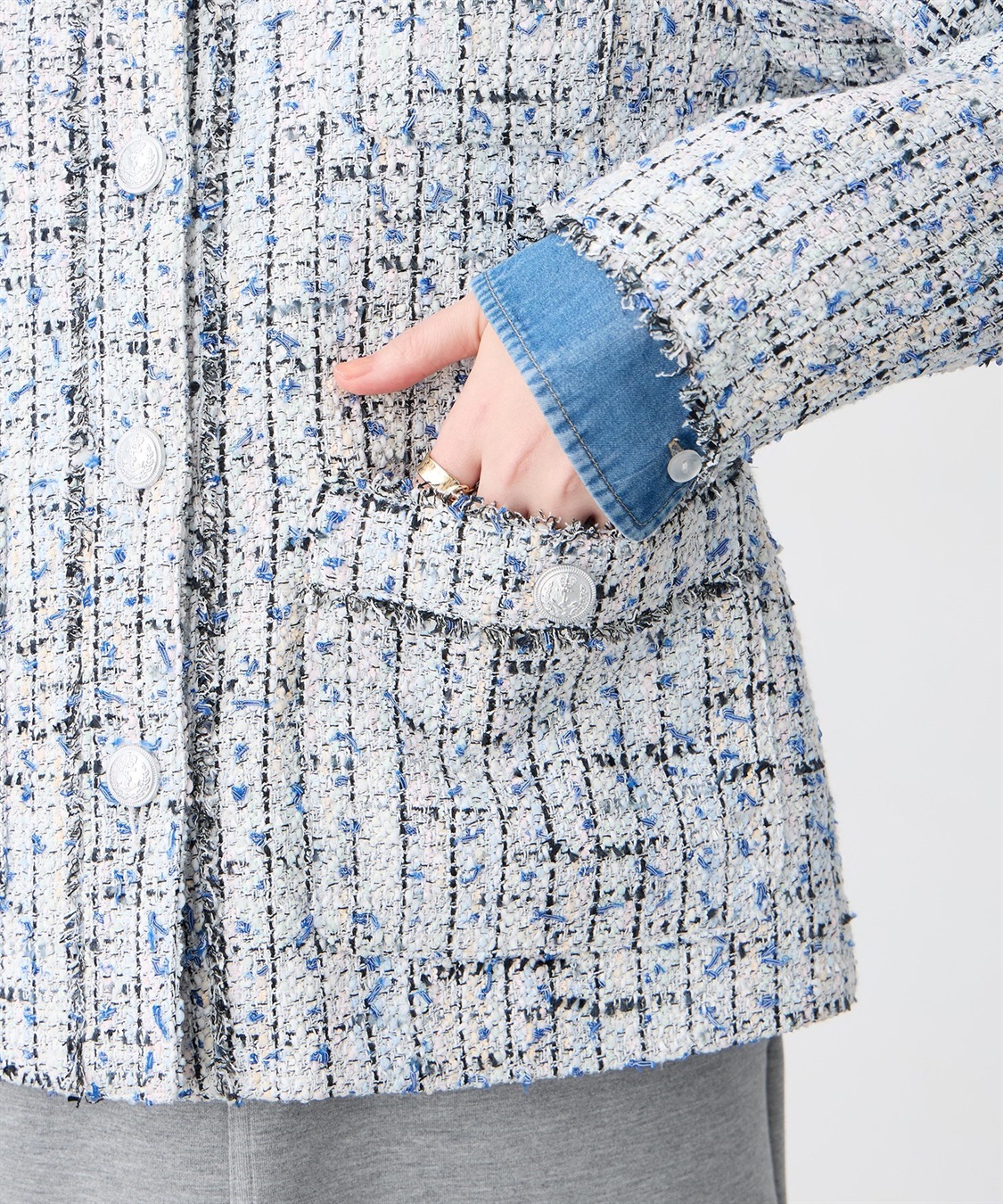 Petit Honfleur ノーカラーツイードジャケット_sub_12