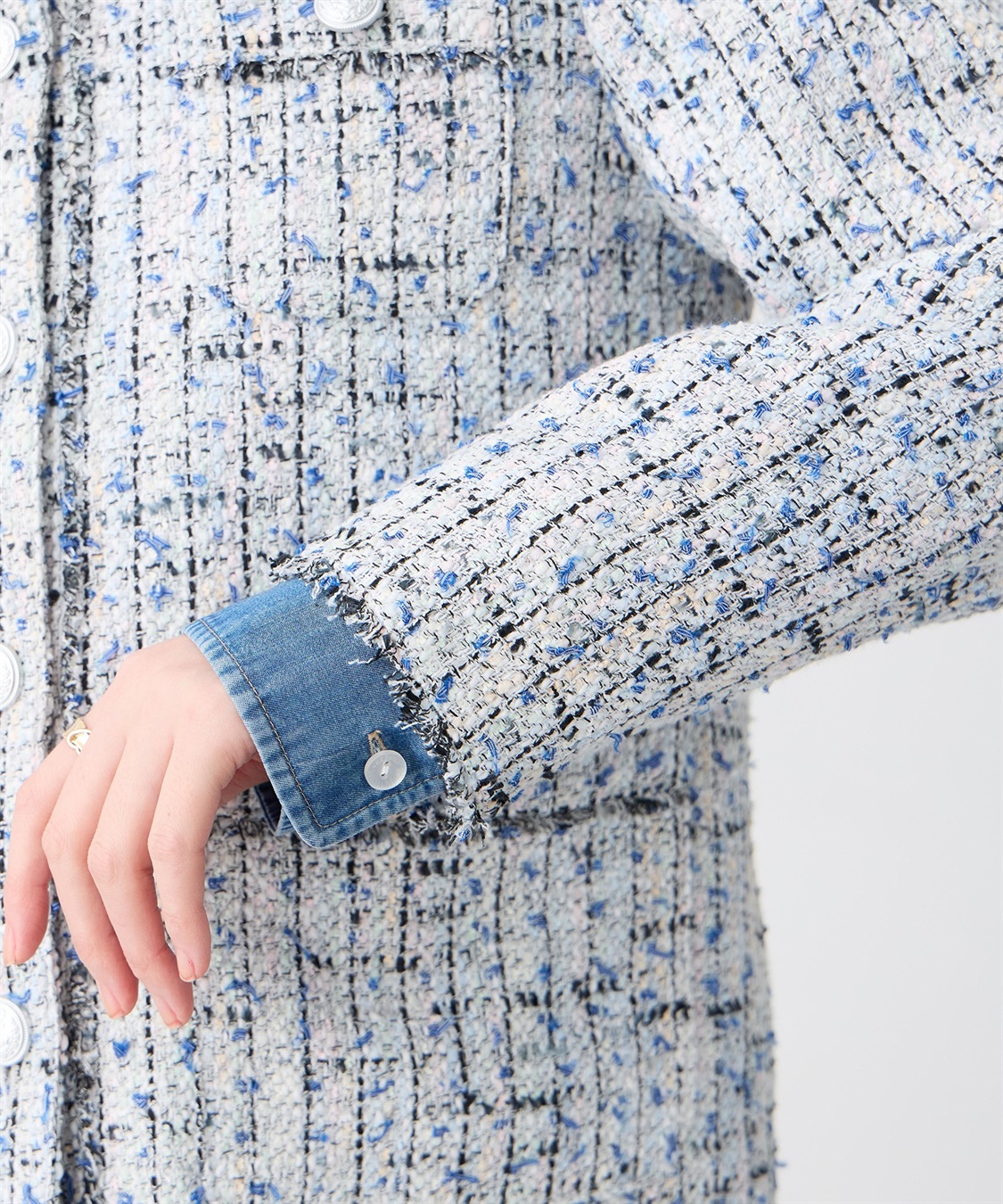 Petit Honfleur ノーカラーツイードジャケット_sub_13