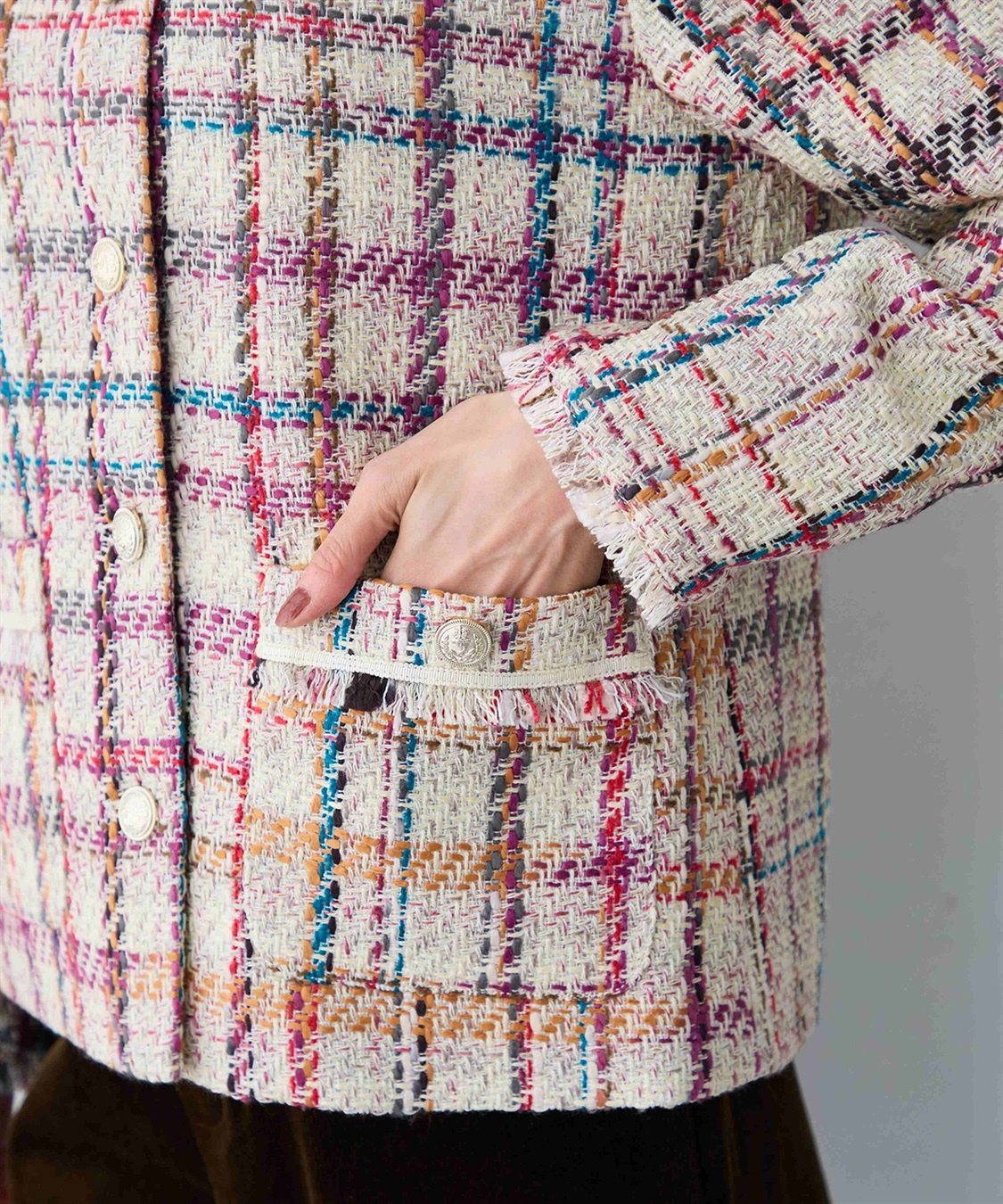Petit Honfleur ミックスチェックツイードジャケット_sub_10